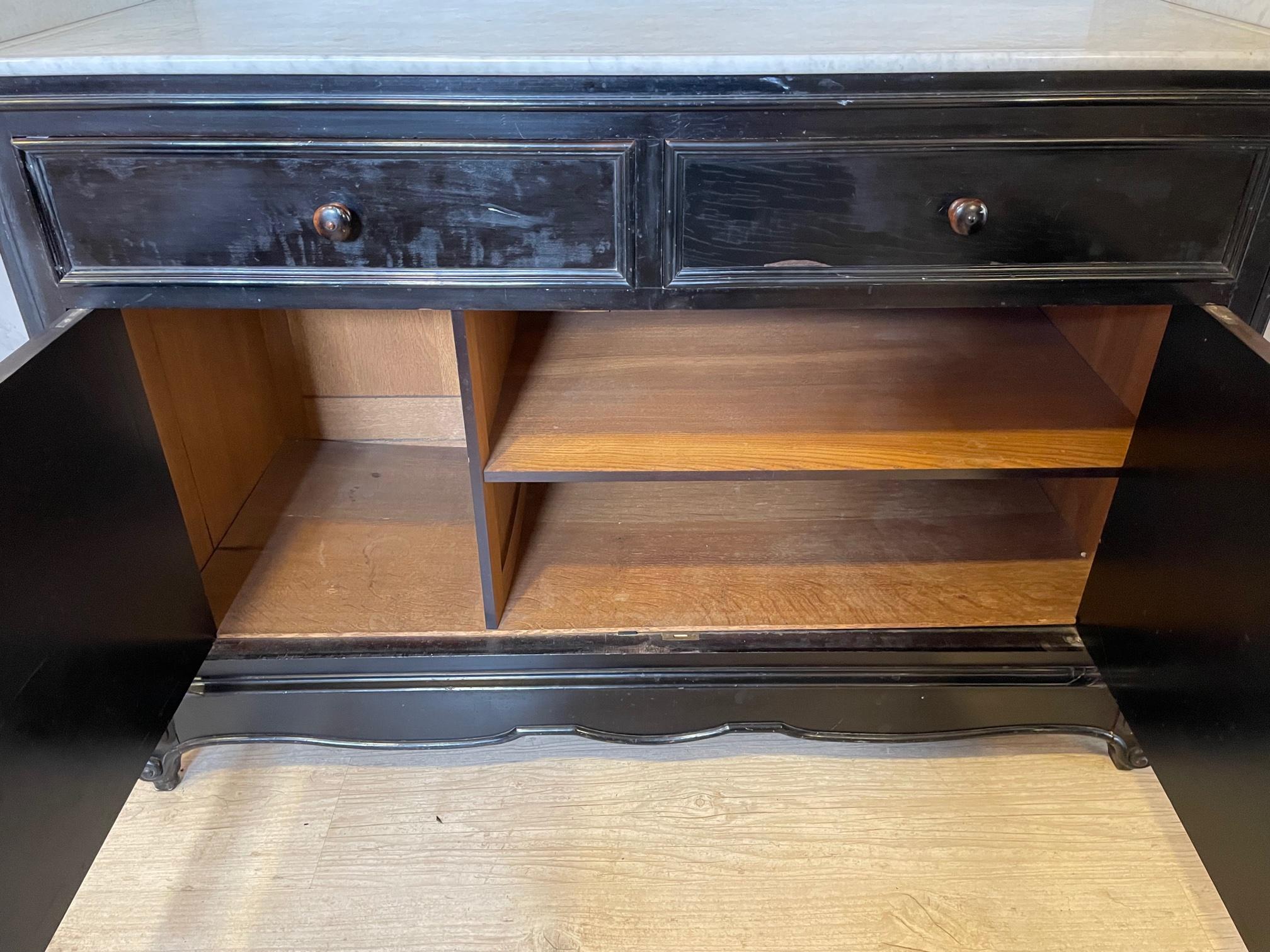 French Napoleon III Blackened Pearwood and Marble Dresser, 1870s 4