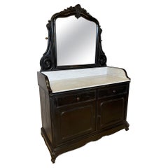 French Napoleon III Blackened Pearwood and Marble Dresser, 1870s