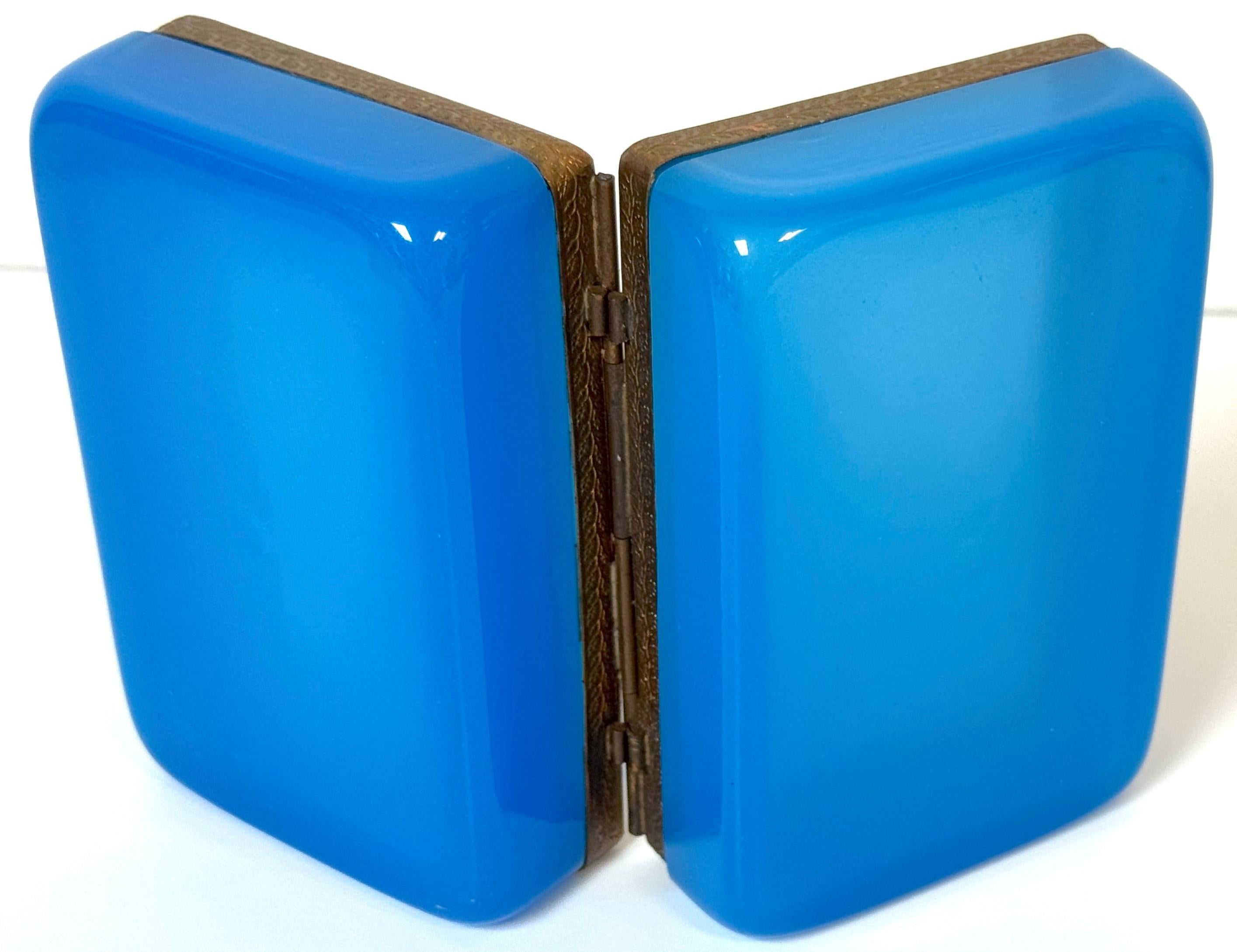 French Napoleon III Blue Opaline Glass Box with Bronze Mounts, Circa 1860 For Sale 6