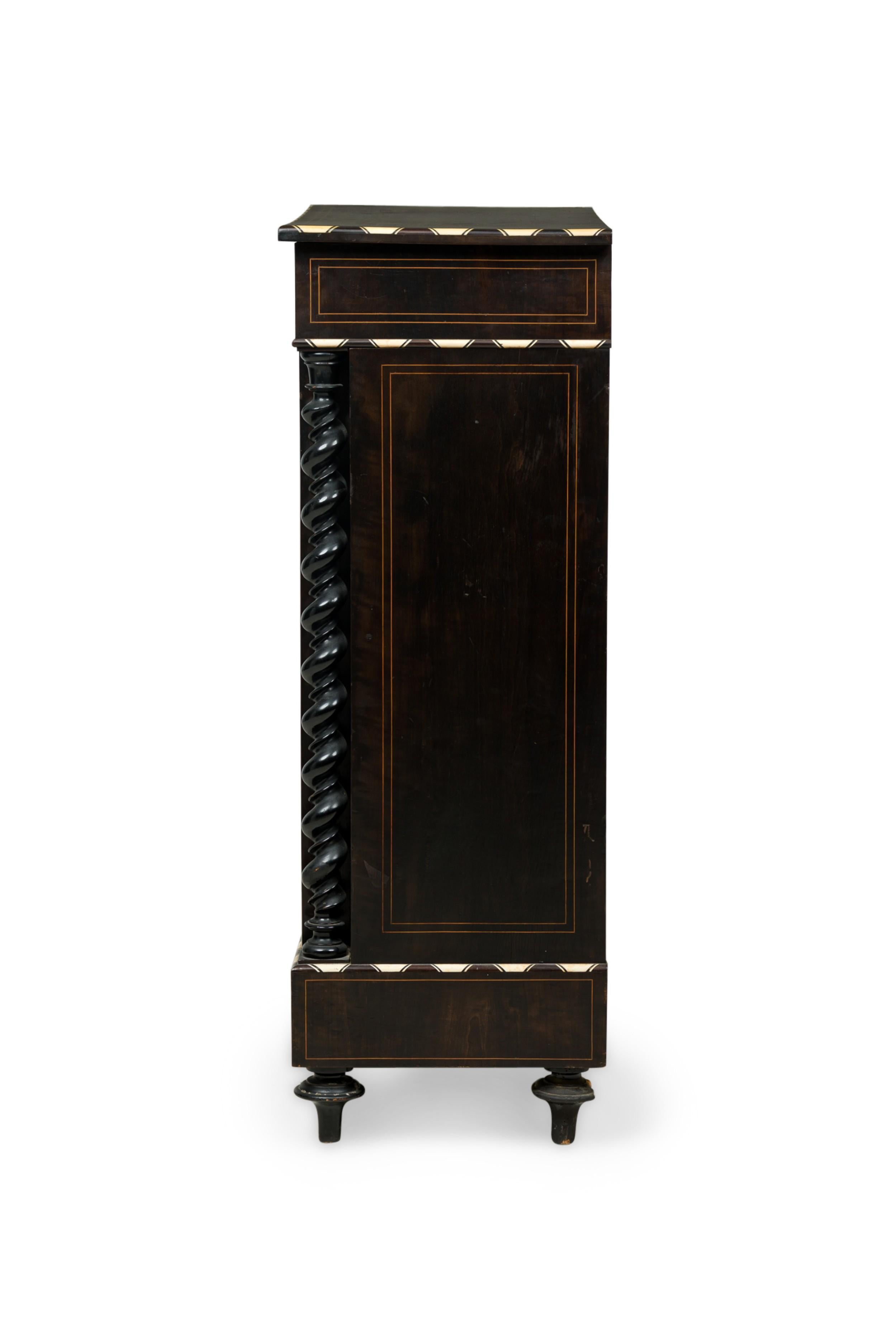 Victorian French Napoleon III Bone and Wood Floral Inlaid Credenza Cabinet For Sale