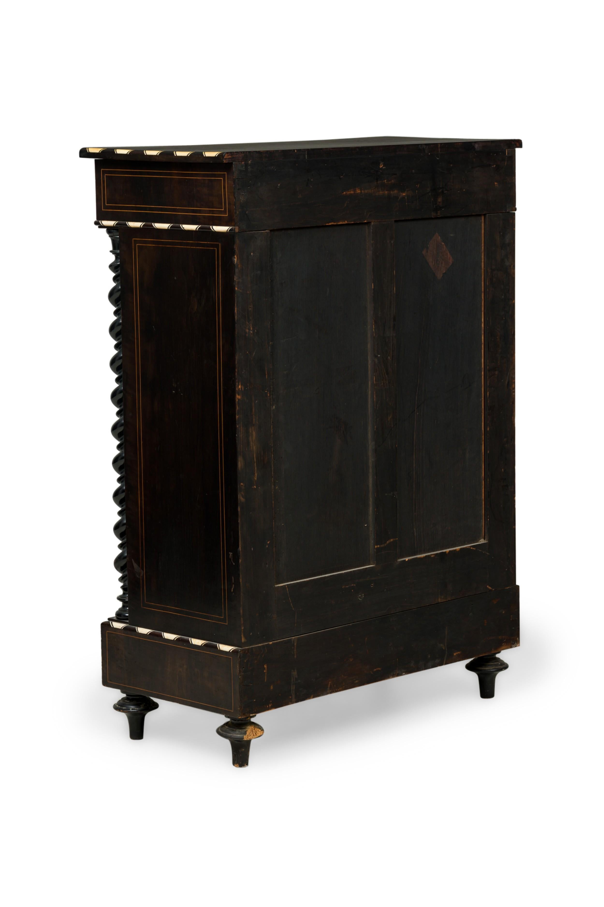 Inlay French Napoleon III Bone and Wood Floral Inlaid Credenza Cabinet For Sale