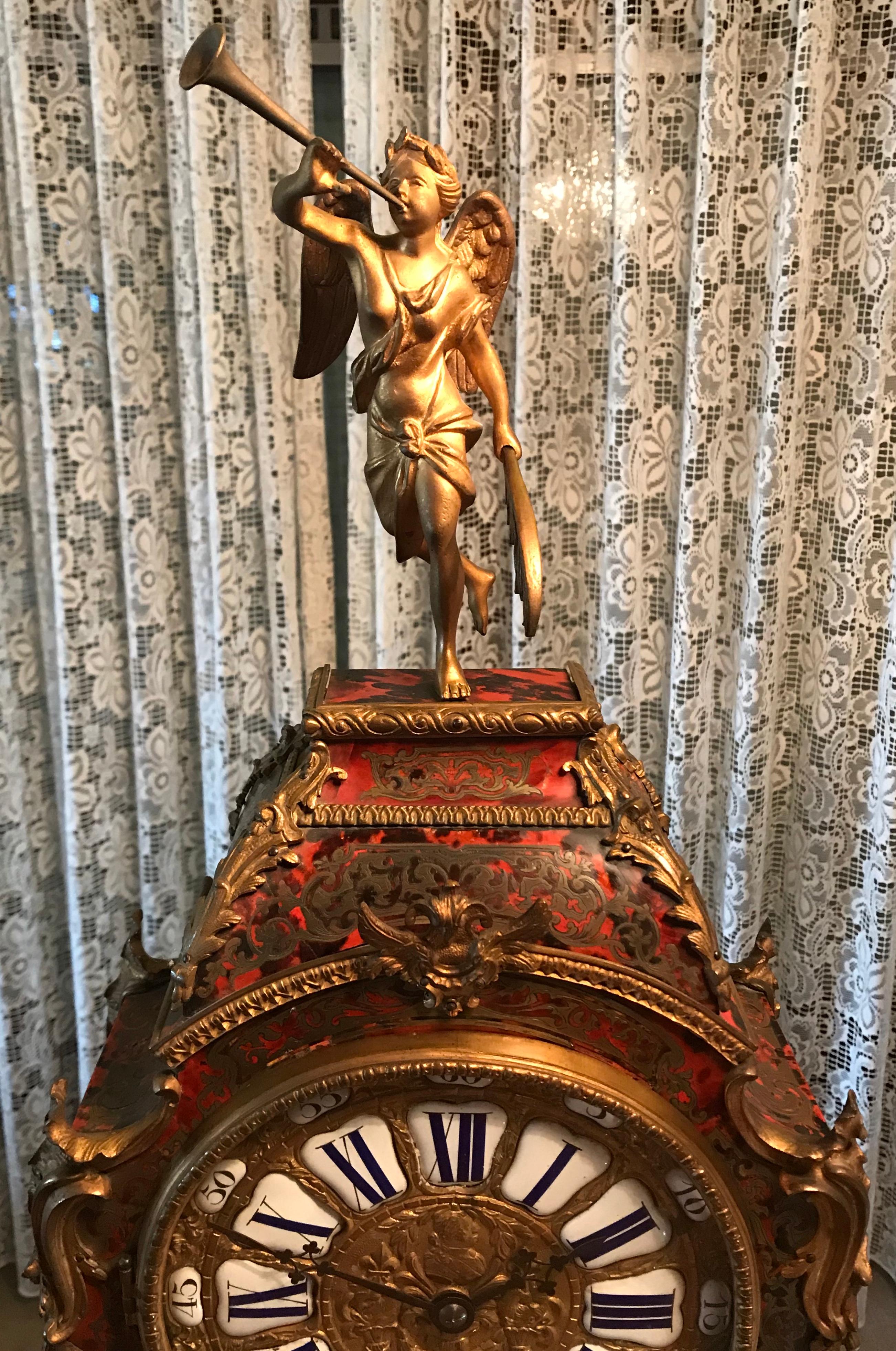 French, Napoleon III Boulle Clock, 19th Century, S. Marti & Cie In Good Condition For Sale In Belmont, MA