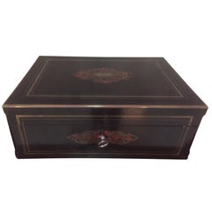 French Napoleon III "Boulle" Marquetry, Blackened Pear Decorative Box