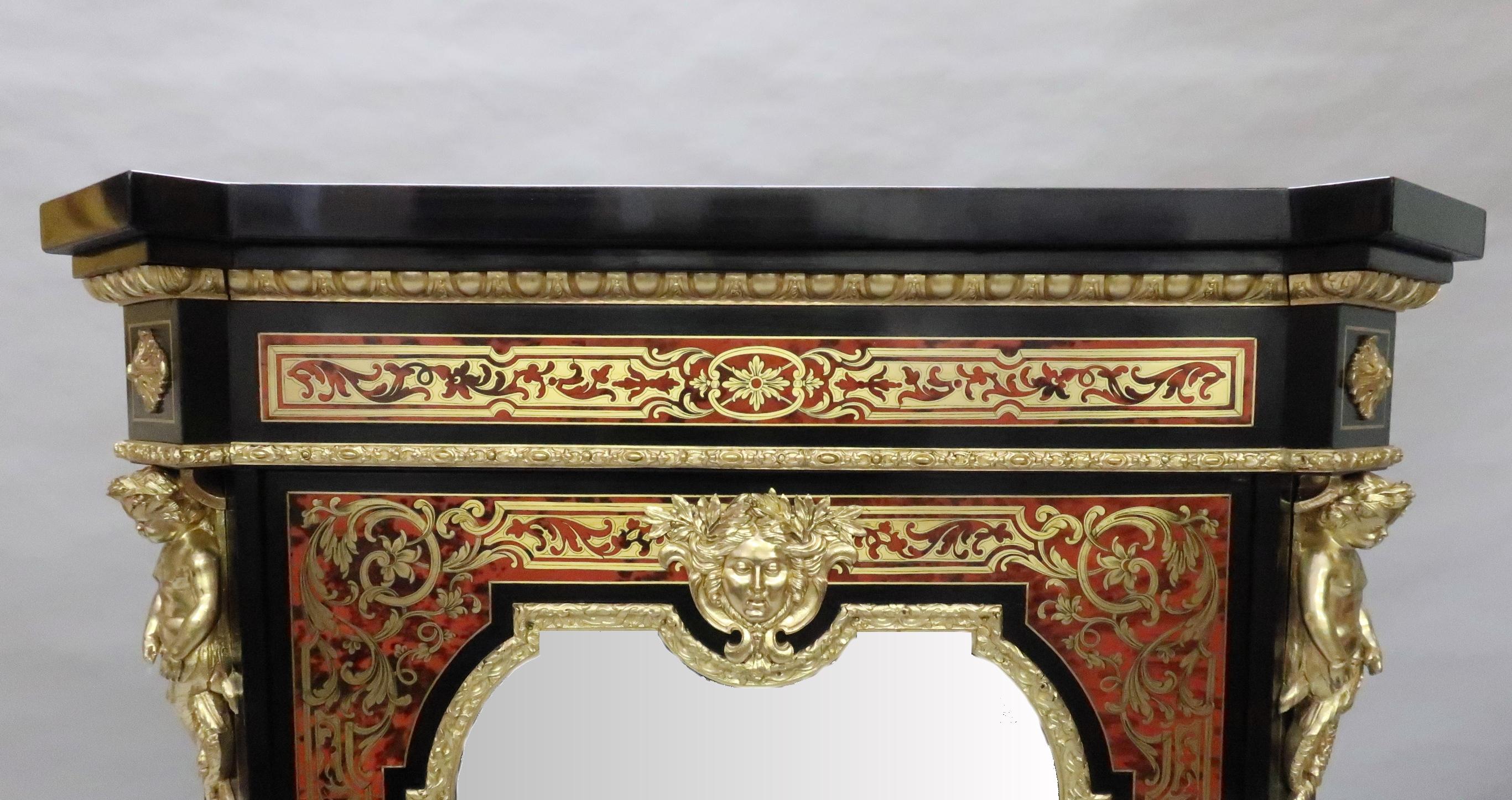 Louis XIV French Napoleon III Boulle Side Cabinet by Mathieu Befort For Sale