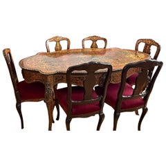 Italian Boulle Style Dining Room Suite, Napoleon III, 5-Piece Set