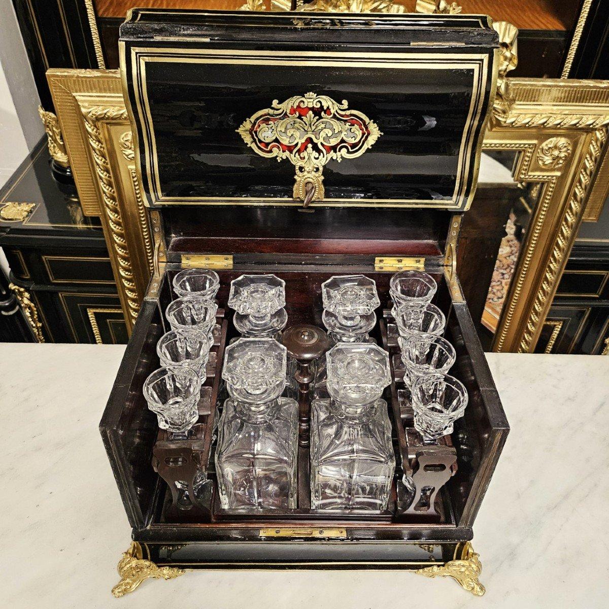 Mid-19th Century French Napoleon III Boulle style Dry Bar Liquor Cabinet Cellaret Bronze 19th C.