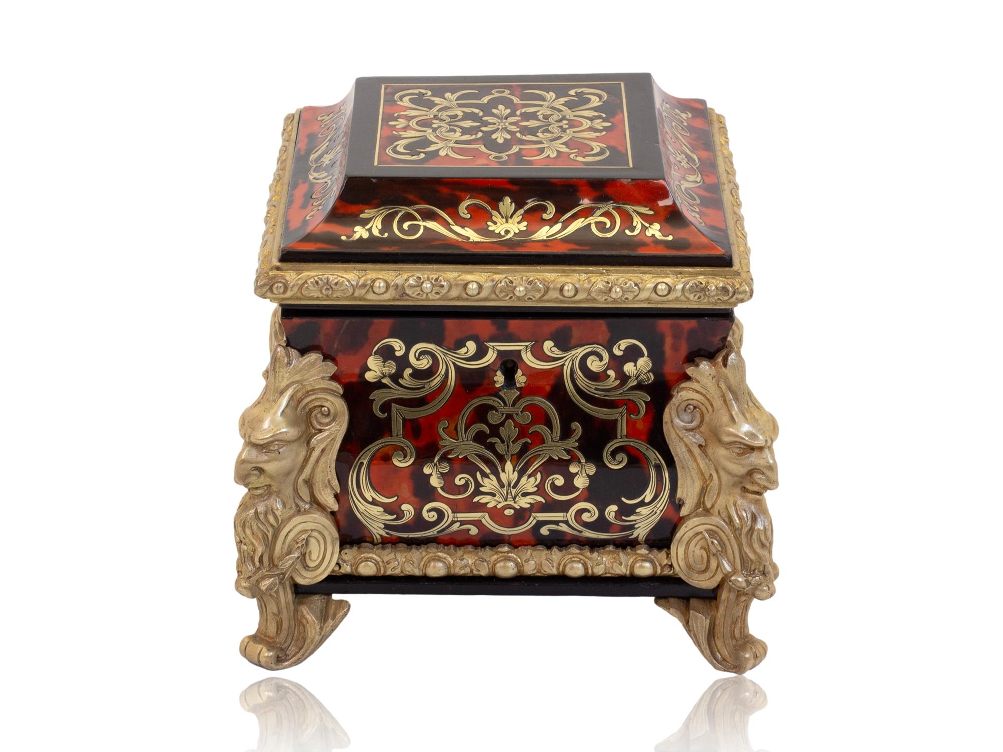 Caja de té francesa Napoleón III Boulle Francés en venta