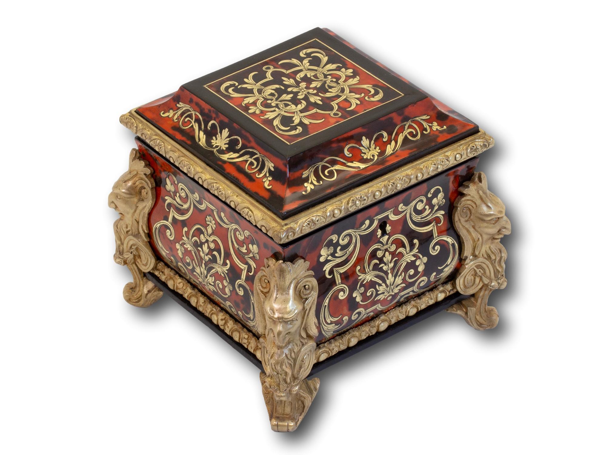 Caja de té francesa Napoleón III Boulle Hecho a mano en venta