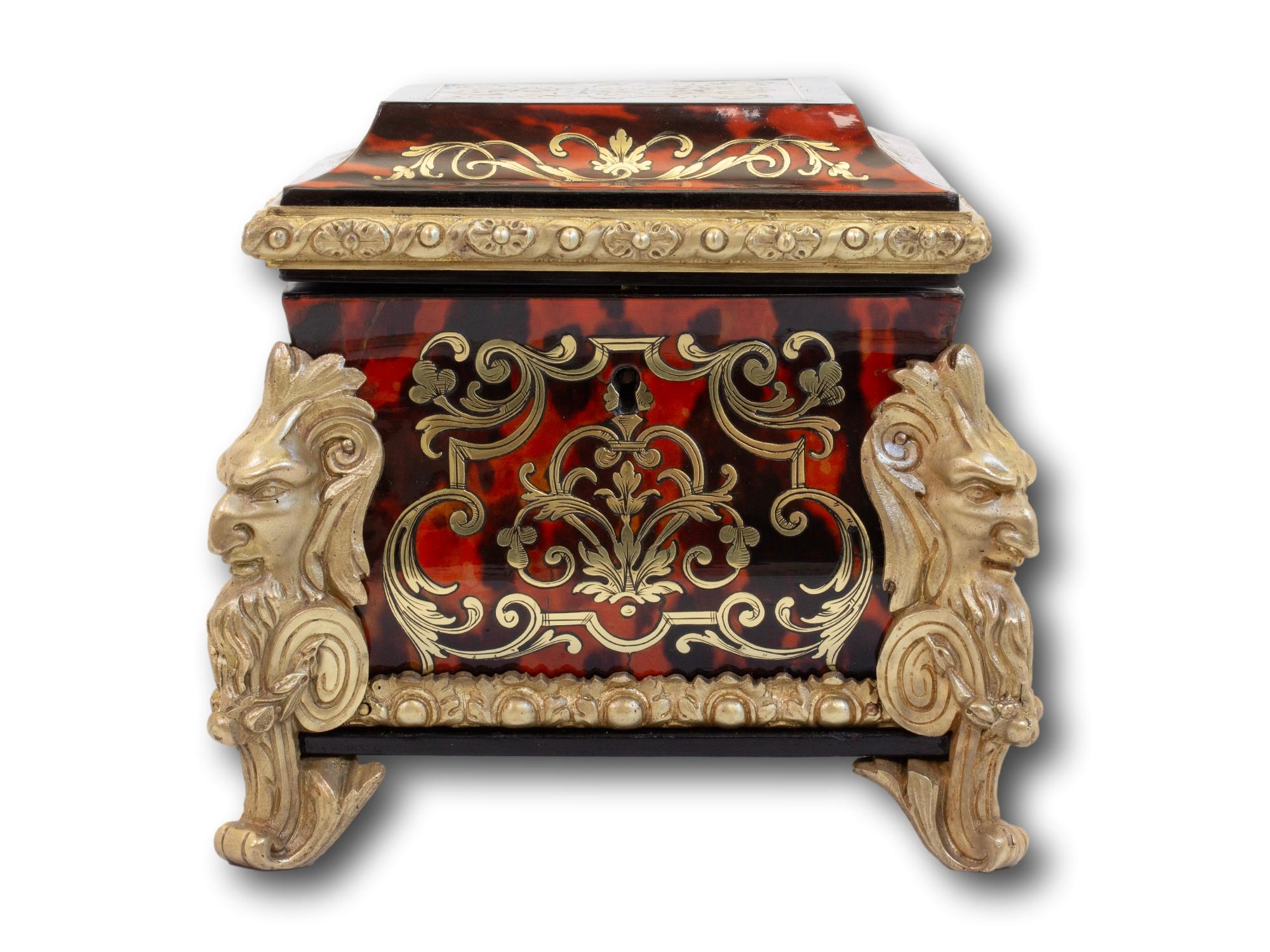 Caja de té francesa Napoleón III Boulle siglo XIX en venta
