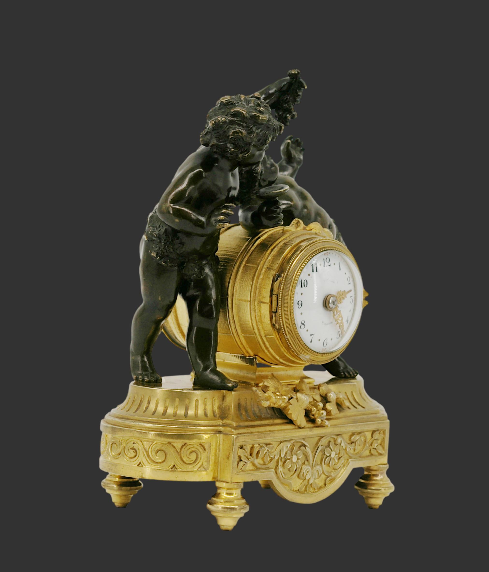French Napoleon III Bronze Bacchus Putti Clock, 1870s For Sale 2