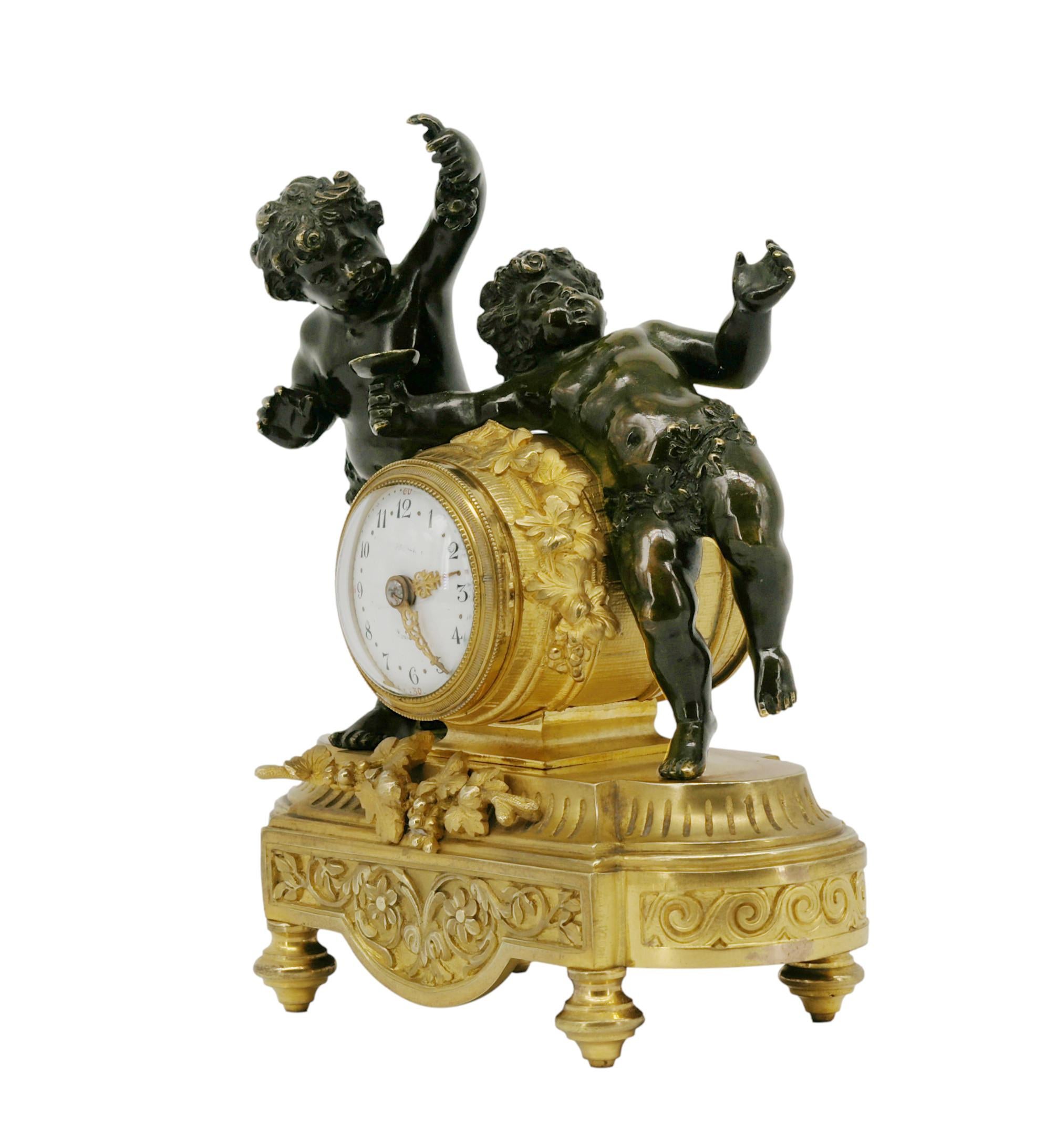 French Napoleon III Bronze Bacchus Putti Clock, 1870s For Sale 3