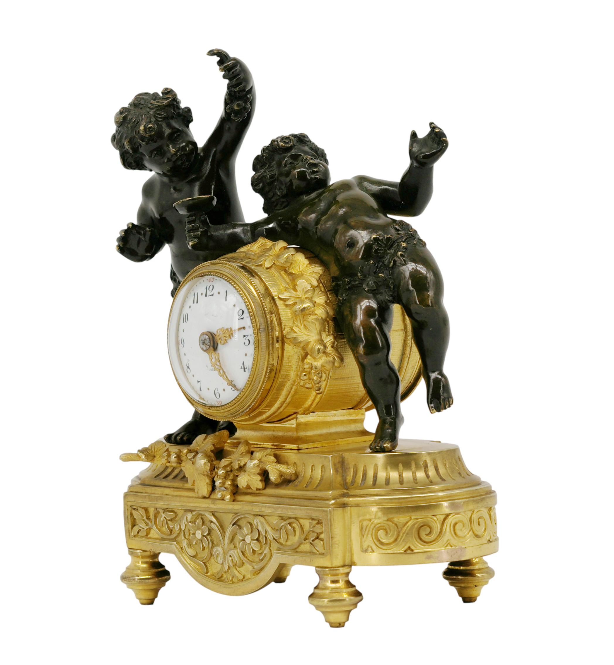 French Napoleon III Bronze Bacchus Putti Clock, 1870s For Sale 5