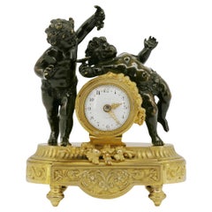 French Napoleon III Bronze Bacchus Putti Clock, 1870s
