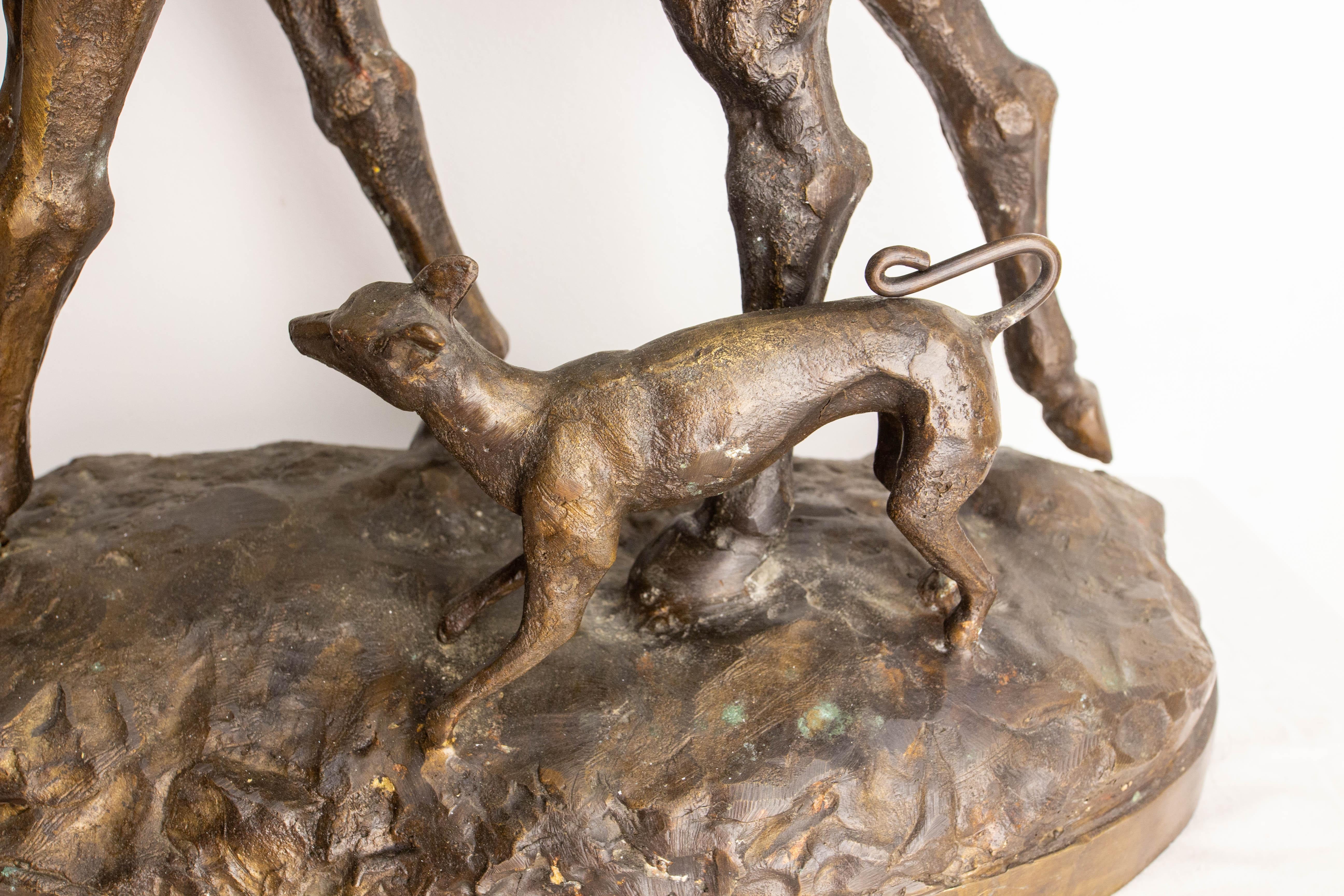 French Napoleon III Bronze Hunter Camel and Dog circa 1890 For Sale 6