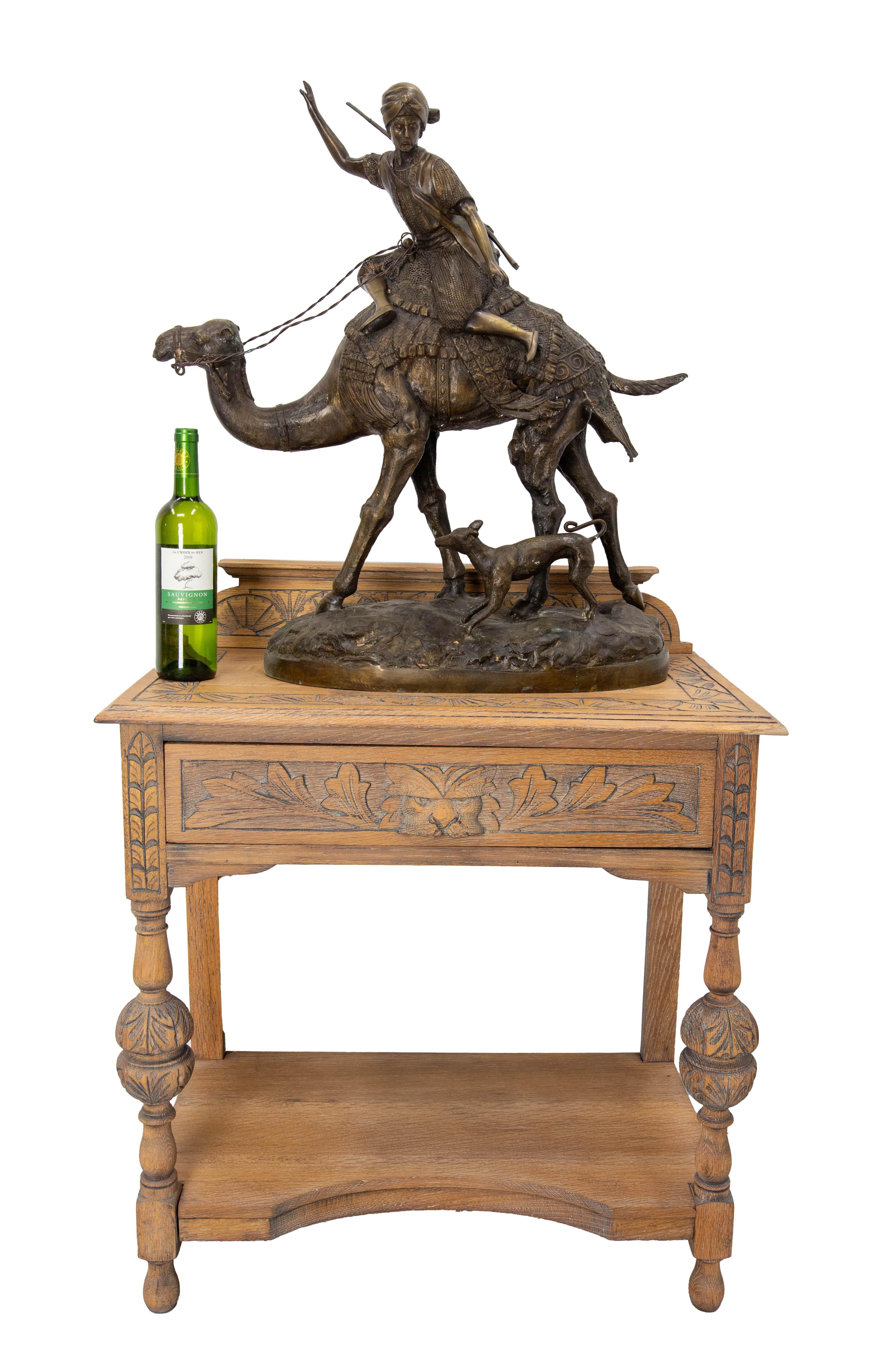 French Napoleon III Bronze Hunter Camel and Dog circa 1890 For Sale 11