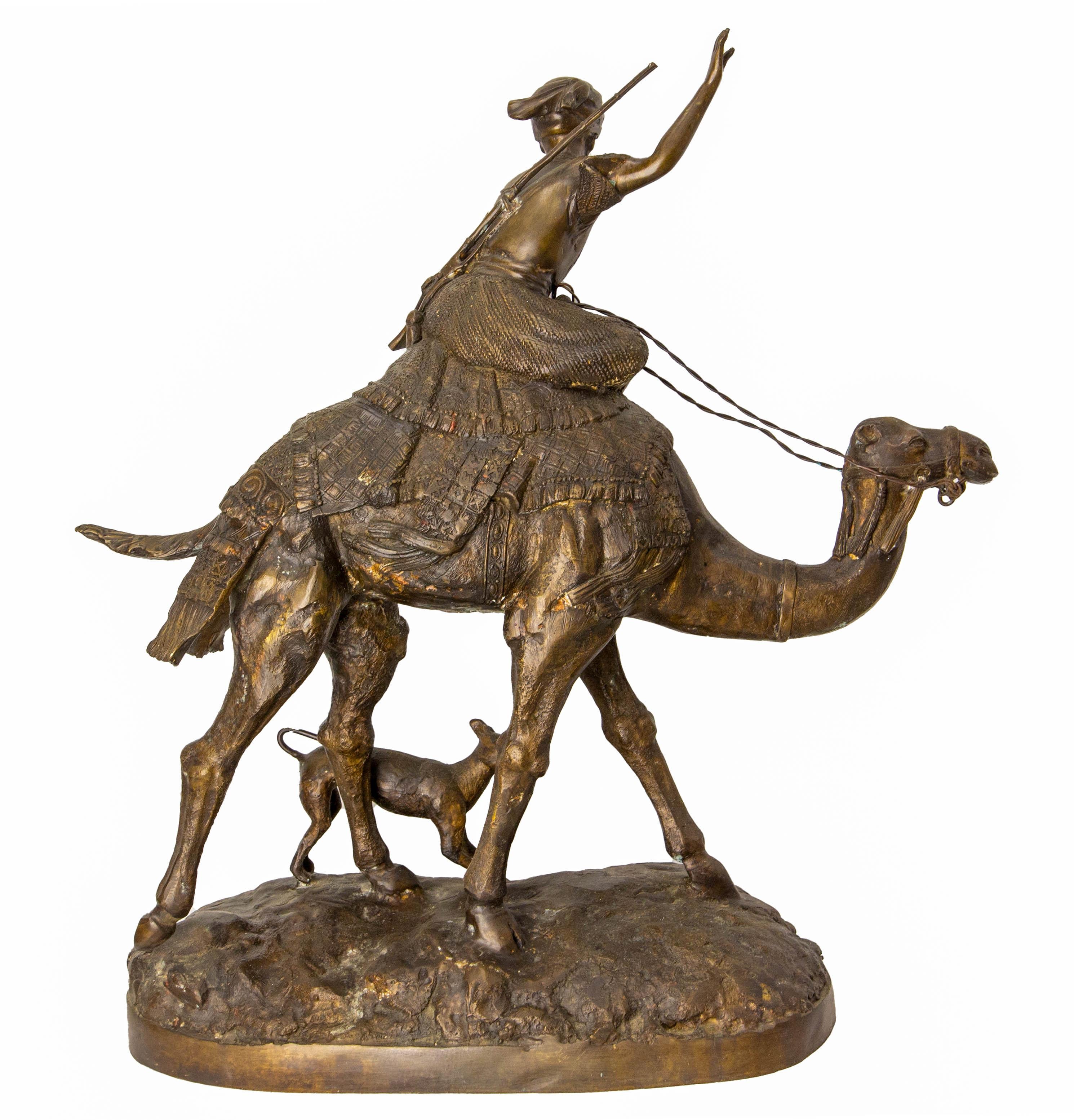 French Napoleon III Bronze Hunter Camel and Dog circa 1890 For Sale 2