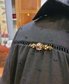 French Napoleón III Brooch, mauve quartz and small pearls