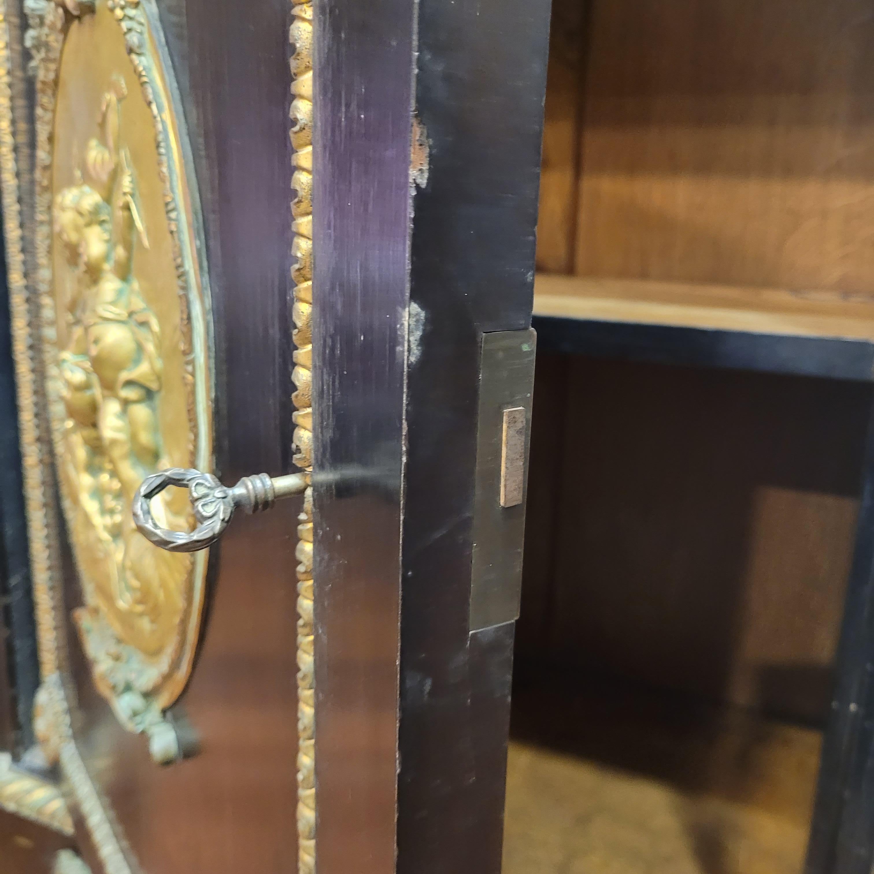 French Napoleon III Cabinet Buffet Entrée Black  Ormolu, Belgian Black Marble For Sale 12
