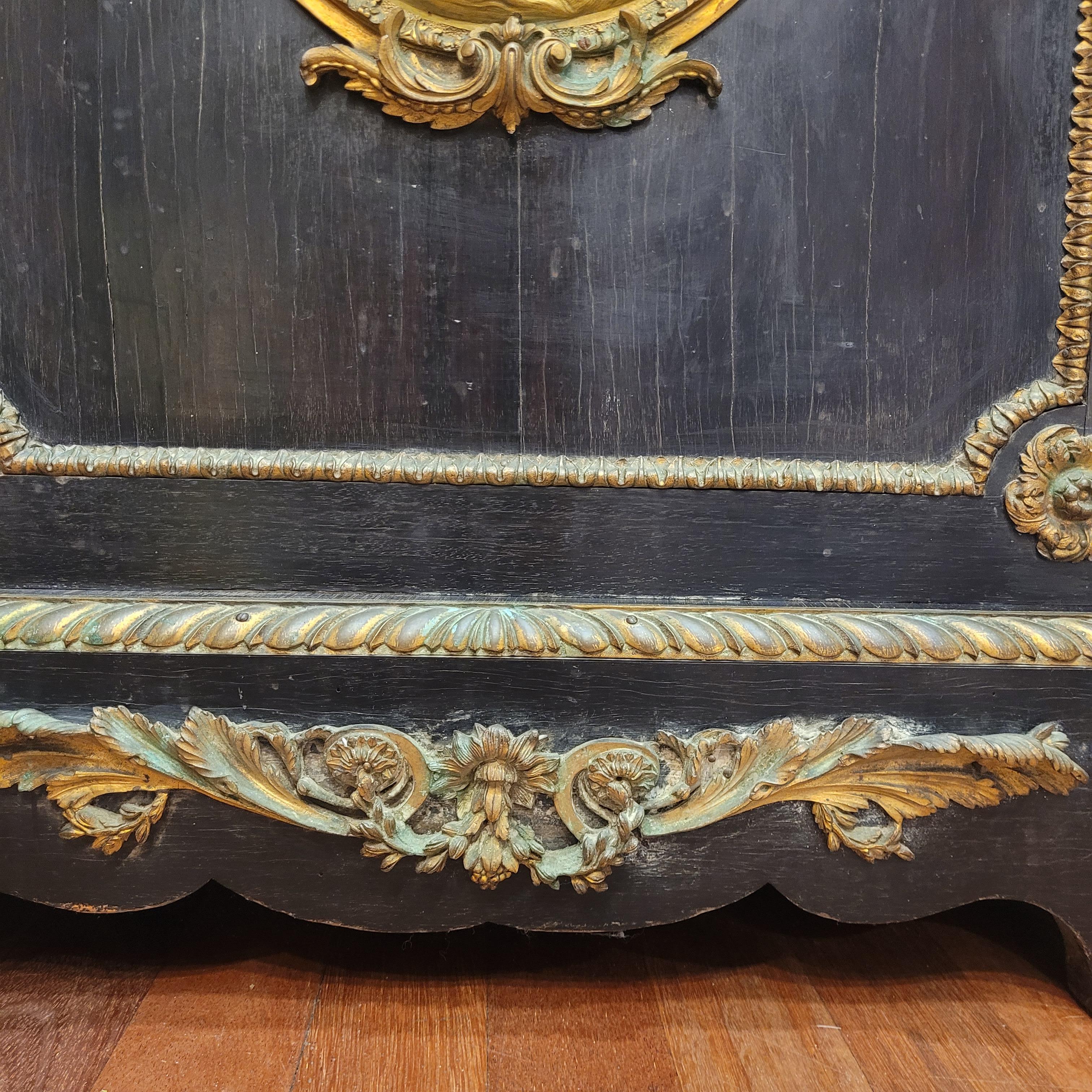 French Napoleon III Cabinet Buffet Entrée Black  Ormolu, Belgian Black Marble For Sale 4
