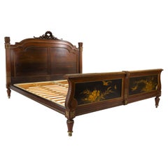 Vintage French Napoleon III Hand Carved Large Bed