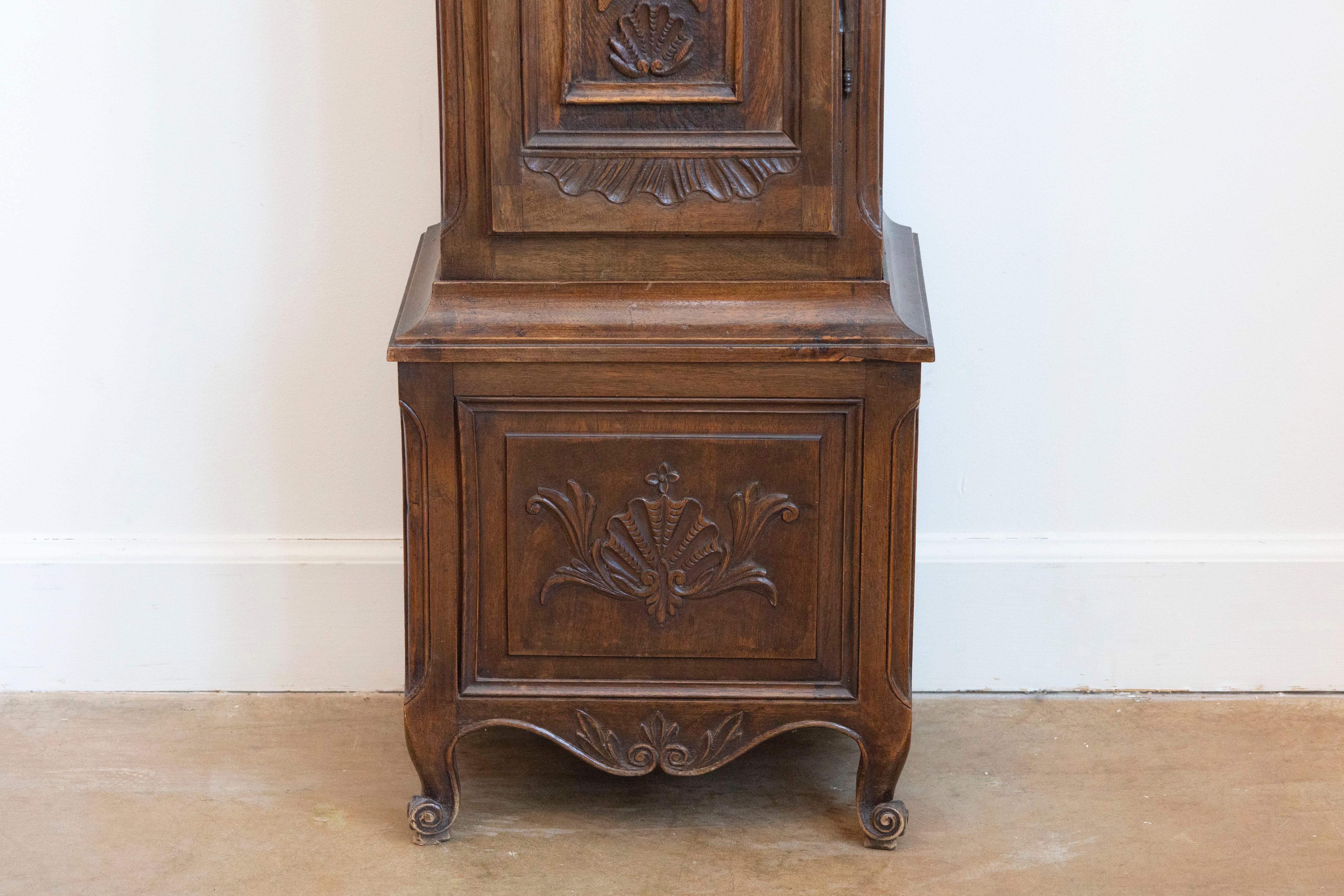 Napoleon III French Napoléon III Carved Walnut Long Case Clock with Brass Farming Scene For Sale