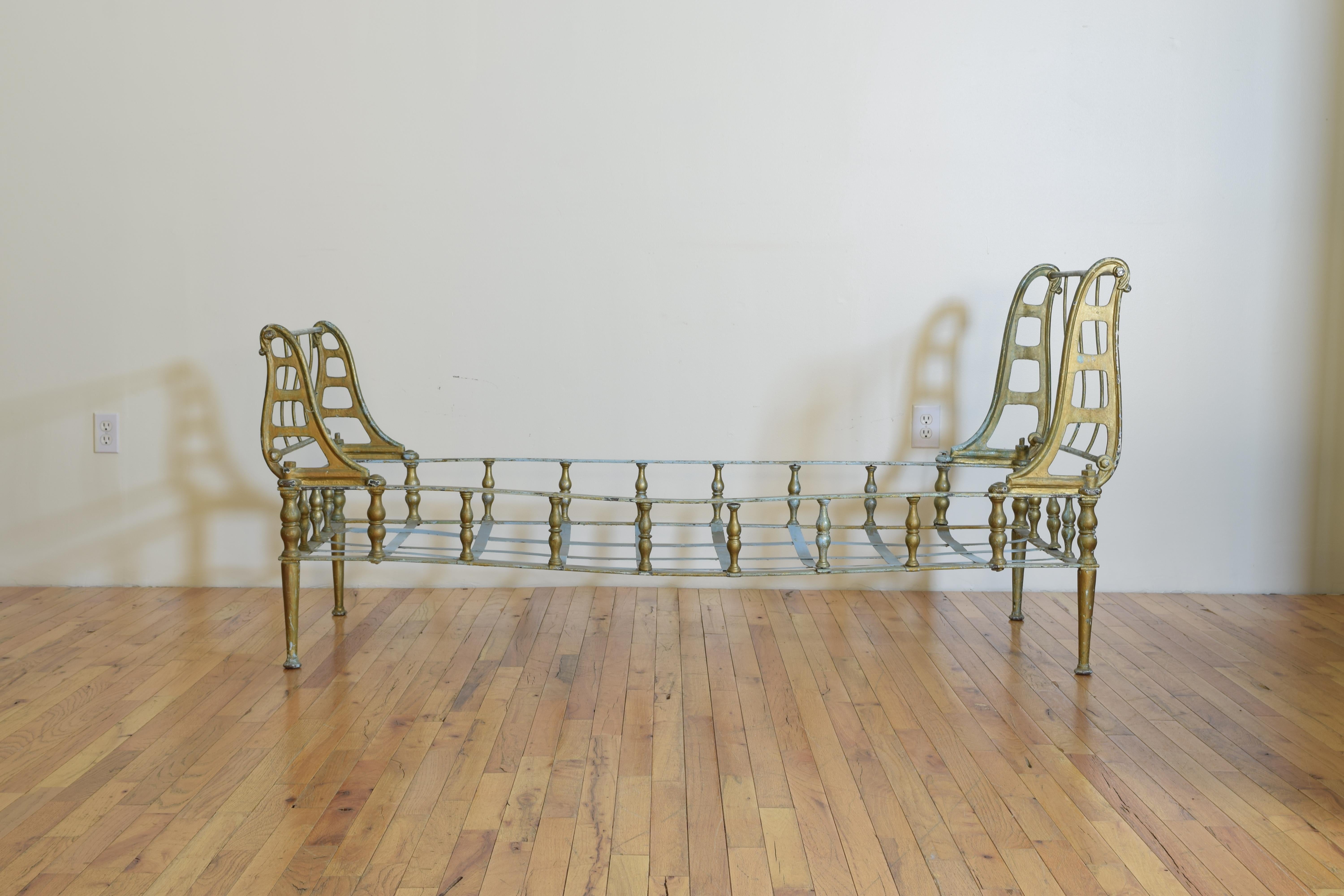 Late 19th Century French Napoleon III Cast Iron and Painted Sleigh Daybed