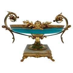 French Napoleon III Centerpiece in Gilt Bronze, Ceramic and Onyx