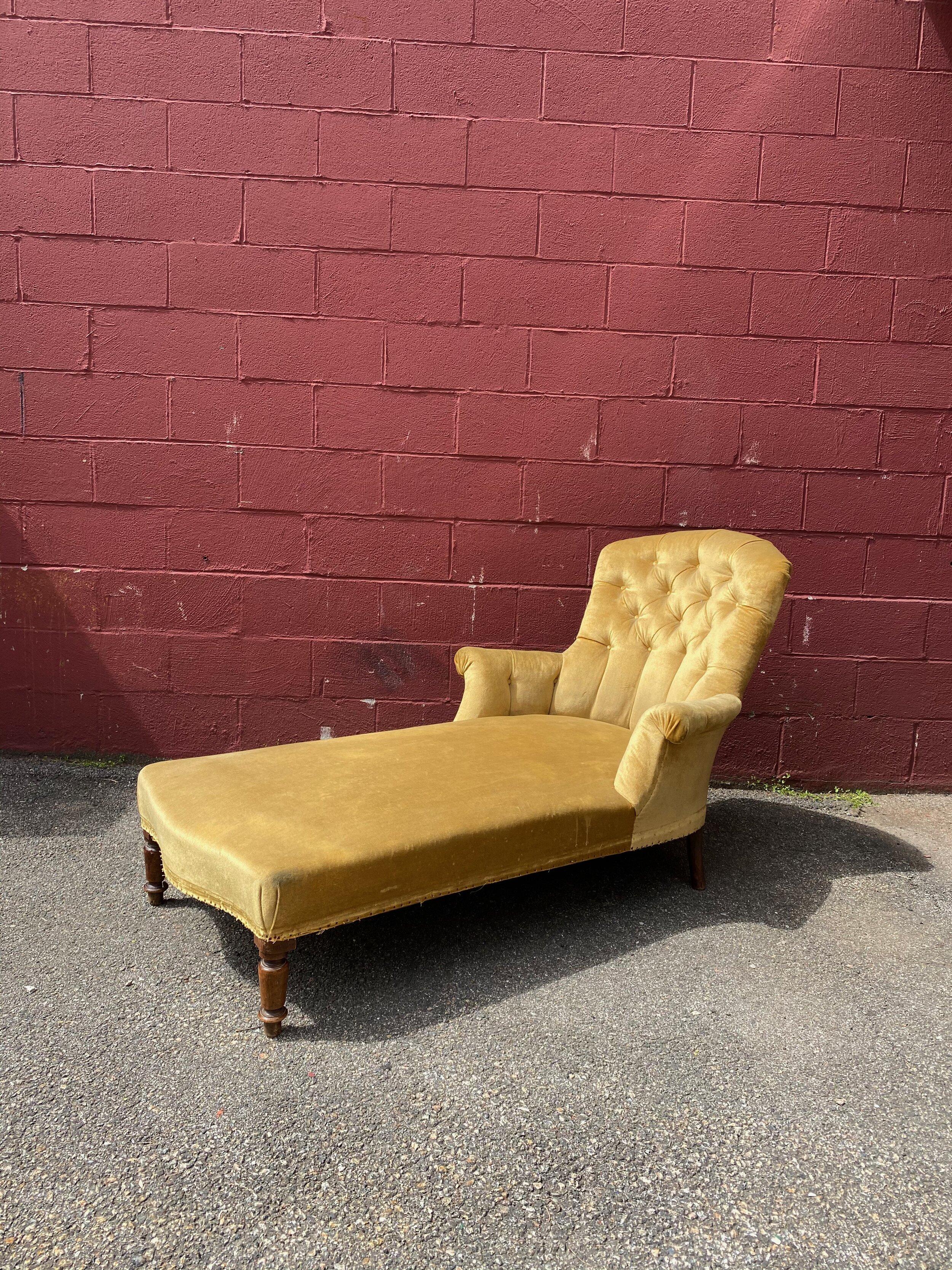 yellow velvet chaise lounge