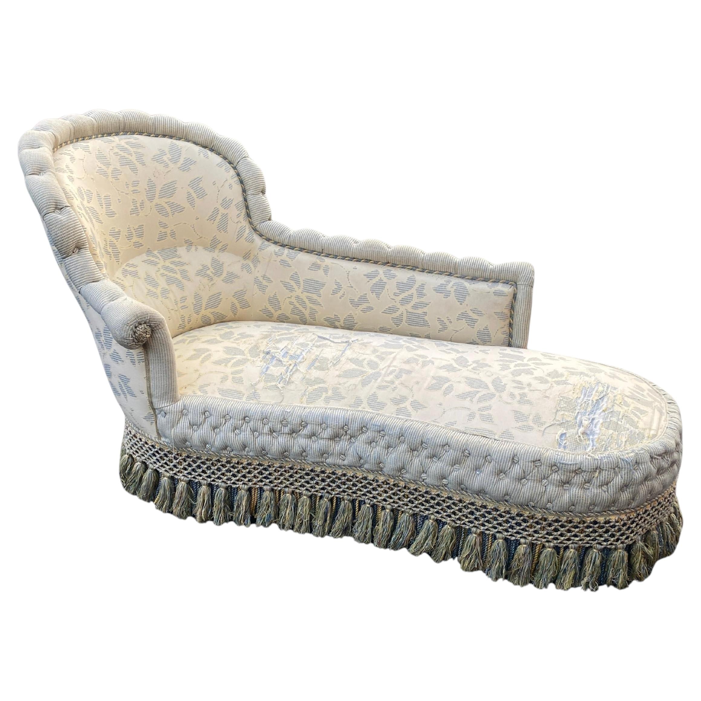 French Napoleon III Chaise Longue XIX eme