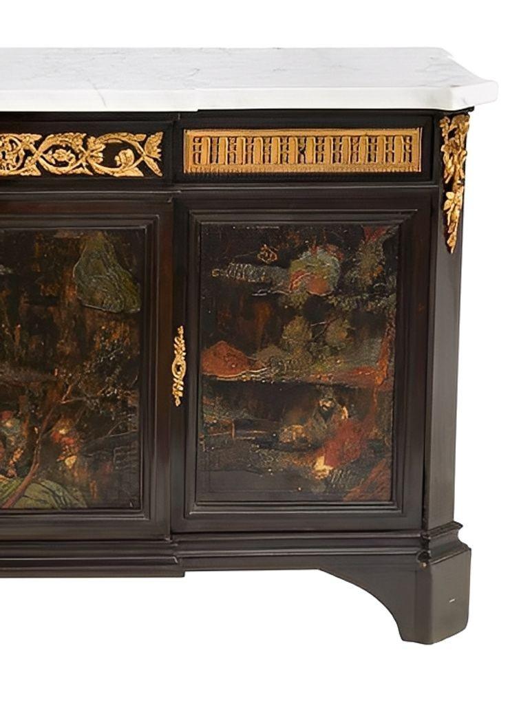 Französische Napoleon III Chinoiserie-Credenza mit Marmorplatte. Ende des 19. Jahrhunderts. im Angebot 1