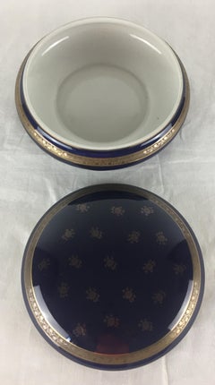 French Napoleon III Covered Trinket, Jewelry Box or Candy Dish by Limoges