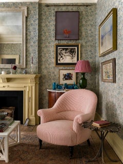 French Napoleon III Crapaud Armchair in Red and White Ticking Stripe, Circa 1870