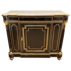 Aparador Francés Napoleón III Credenza Armario Ebonizado Montado en Bronce Dorado