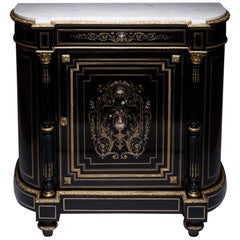 French Napoleon III Credenza Gilt Bronze Mounted Ebonized Wood Pearl