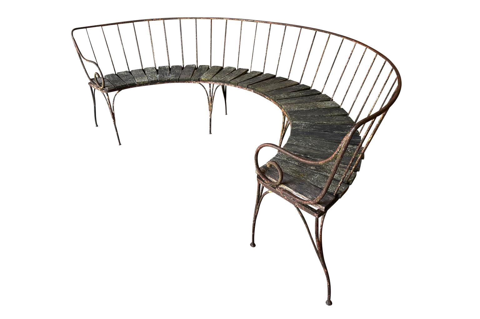 Français Banc de jardin Napoléon III Demi Lune