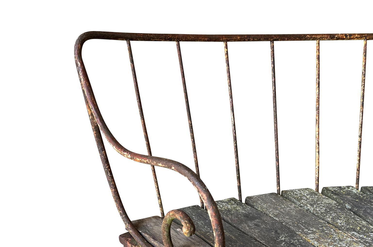 Banc de jardin Napoléon III Demi Lune Bon état à Round Top, TX