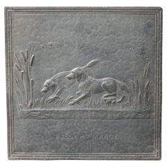 Plaque de cheminée / dosseret Napoléon III "chiens", 19e - 20e siècle