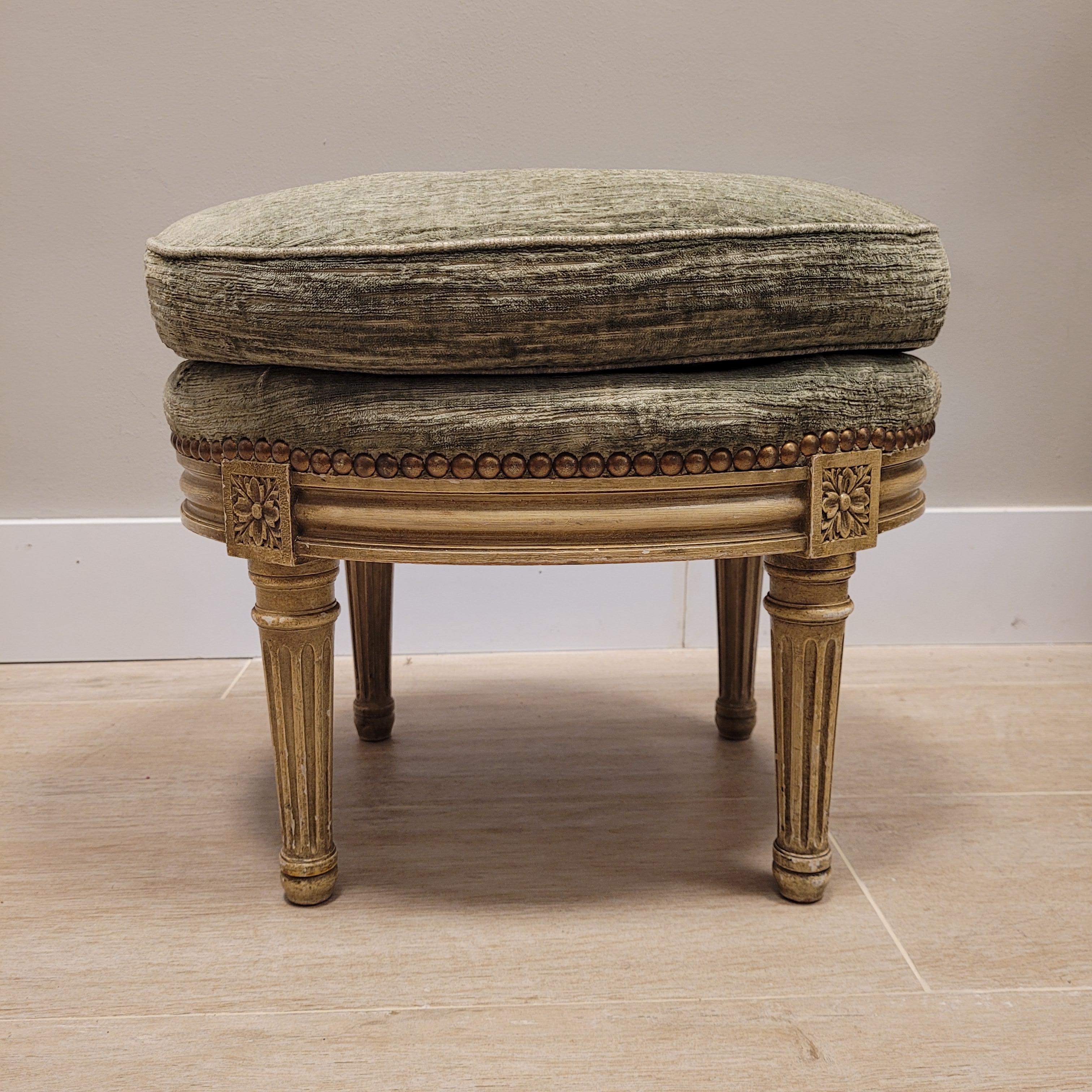  French Napoleon III  dry green set of 3  seats, Louis XVI style  For Sale 1