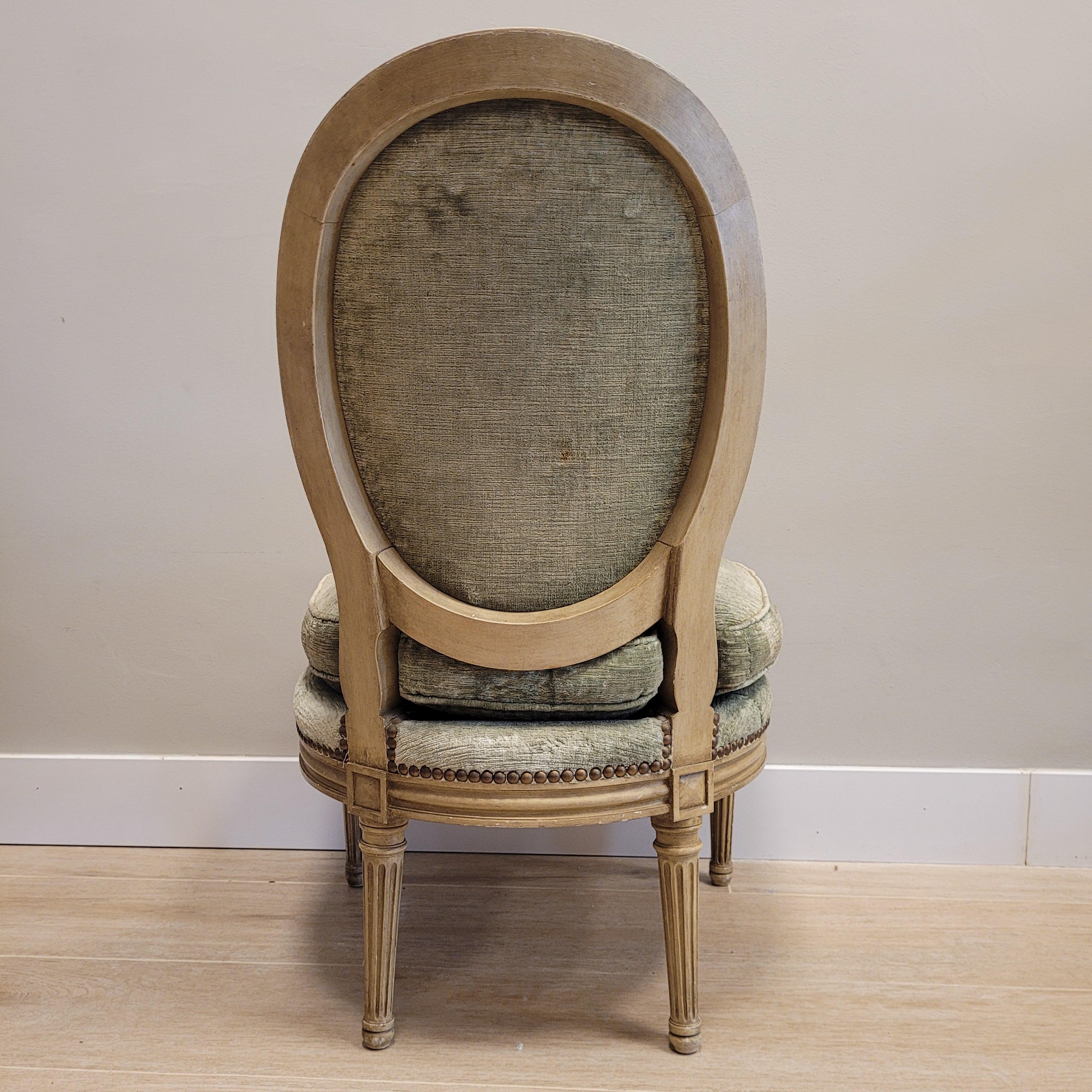 Early 20th Century  French Napoleon III  dry green set of 3  seats, Louis XVI style  For Sale