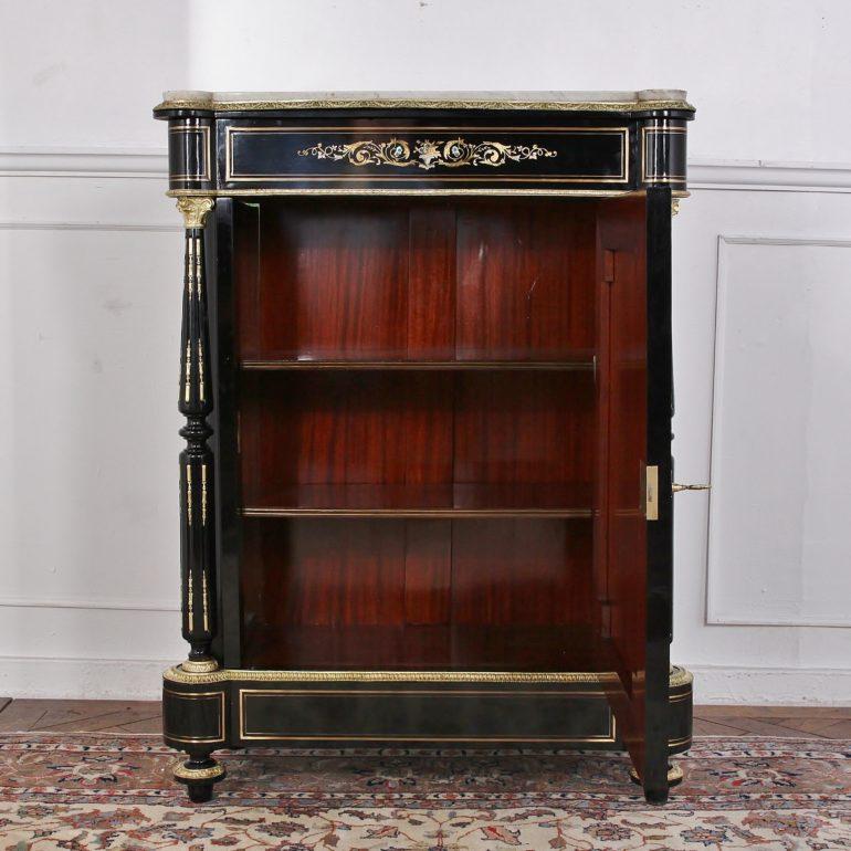 French Napoleon III Ebonized and Brass Inlaid Cabinet In Good Condition In Vancouver, British Columbia
