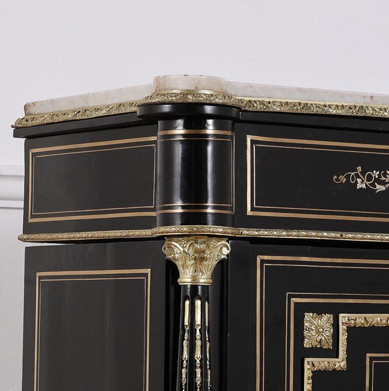 19th Century French Napoleon III Ebonized and Brass Inlaid Cabinet