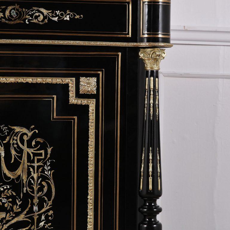 French Napoleon III Ebonized and Brass Inlaid Cabinet 1