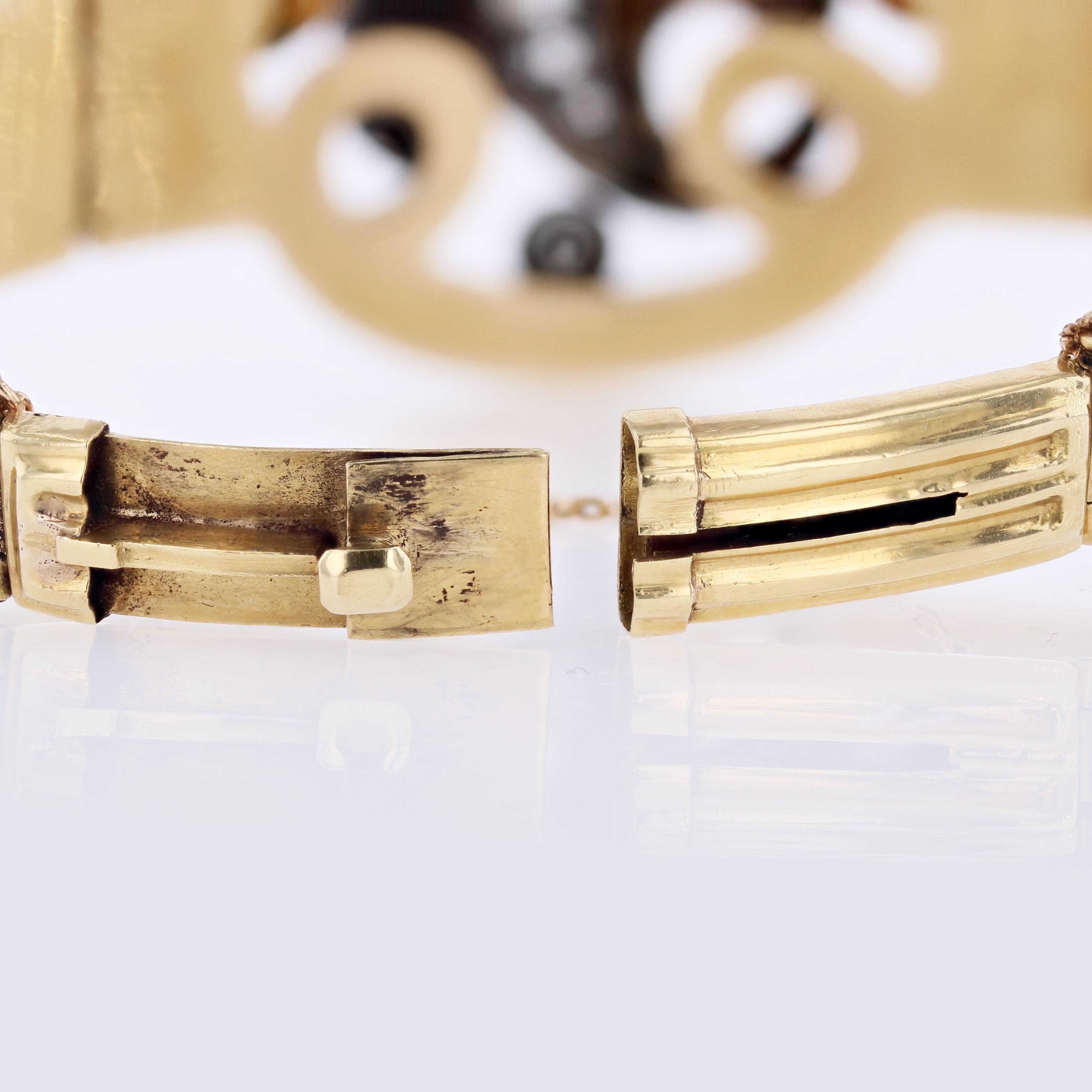 French Napoleon III Enamel Diamonds 18 Karat Yellow Gold Bracelet For Sale 7