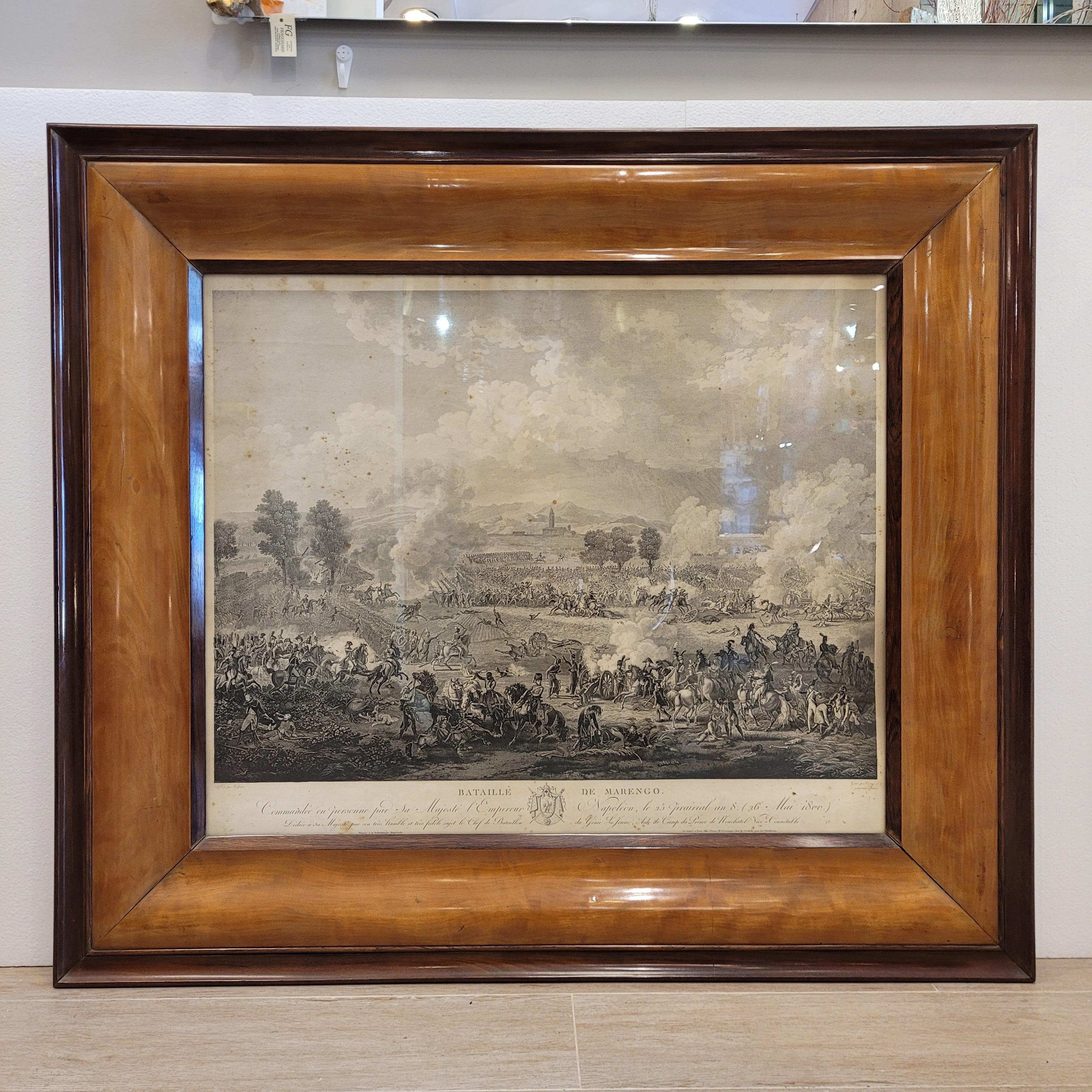 Exceptional and unique engraving made by the engraver Jacques-Joseph Coiny, after the painting by Louis-François Lejeune on the Battle of Marengo (1800). Louis-François Lejeune was a French general, painter and lithographer, veteran of the