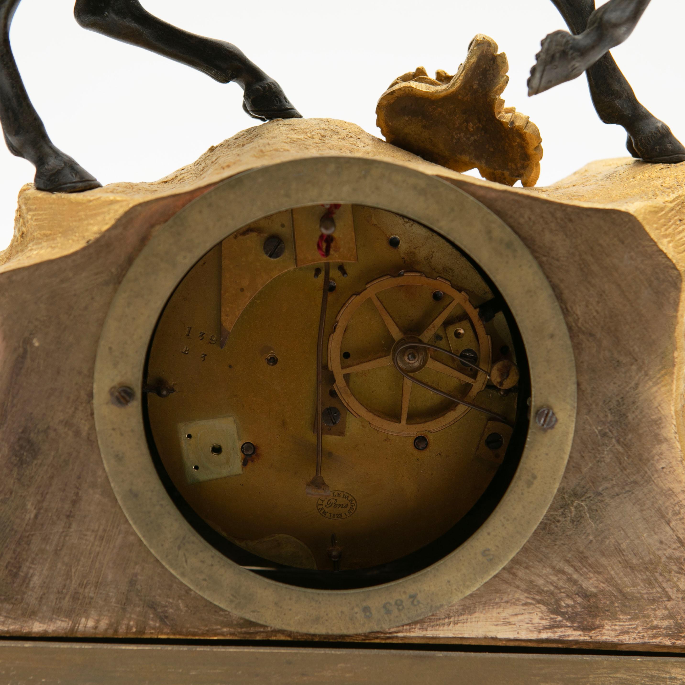 French Napoleon III Equestrian Gilt Bronze Mantel Clock 7