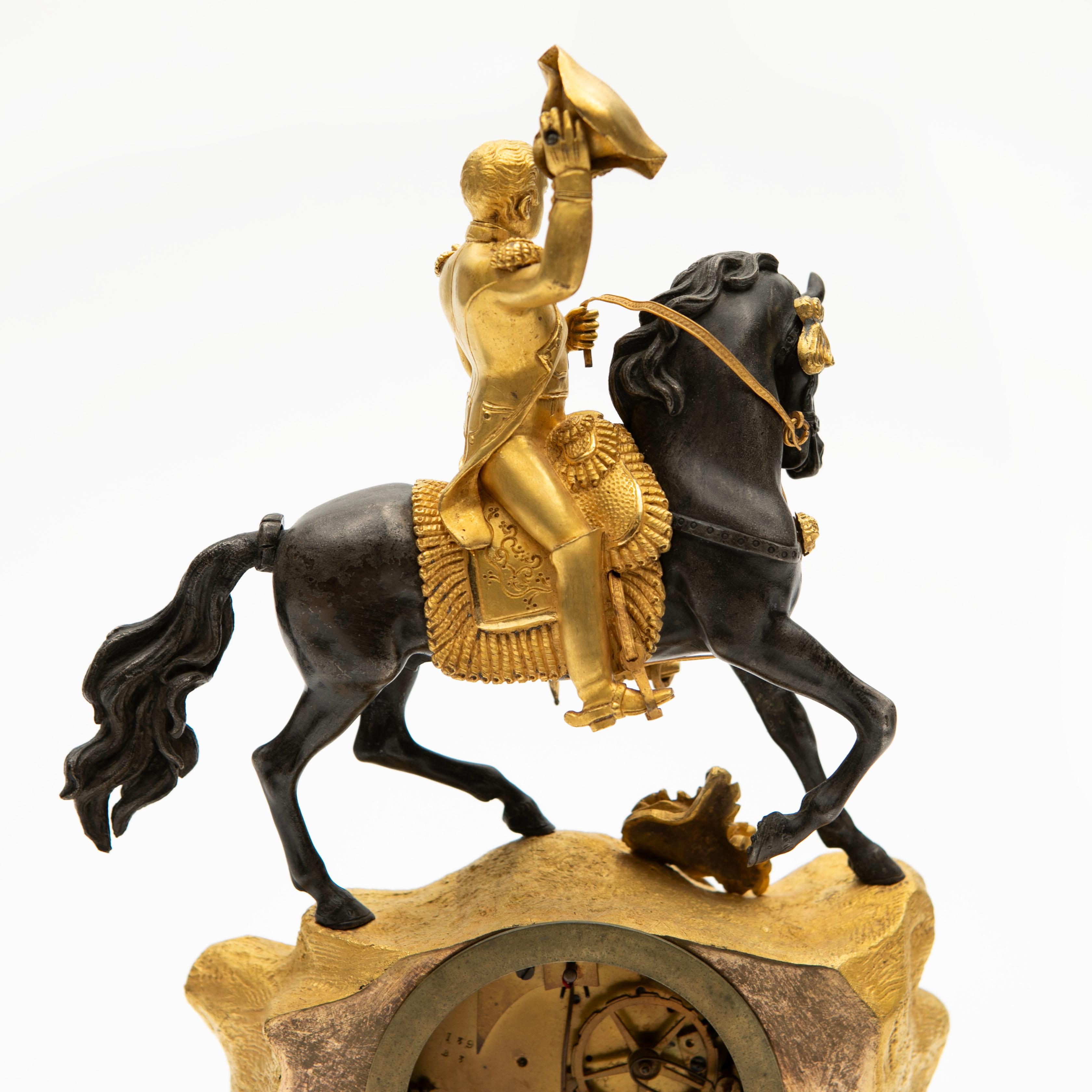 French Napoleon III Equestrian Gilt Bronze Mantel Clock 8