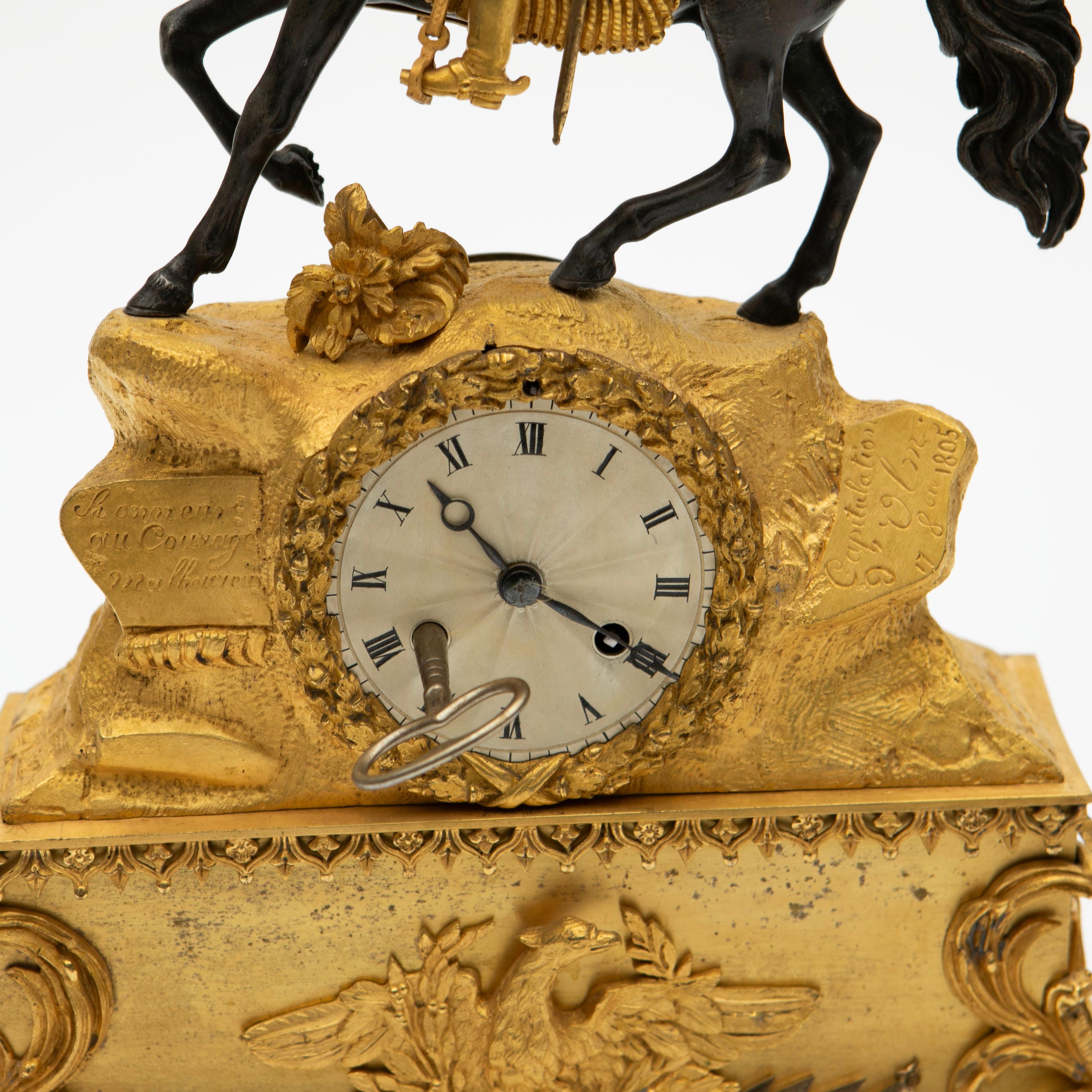 French Napoleon III Equestrian Gilt Bronze Mantel Clock In Good Condition In Kastrup, DK