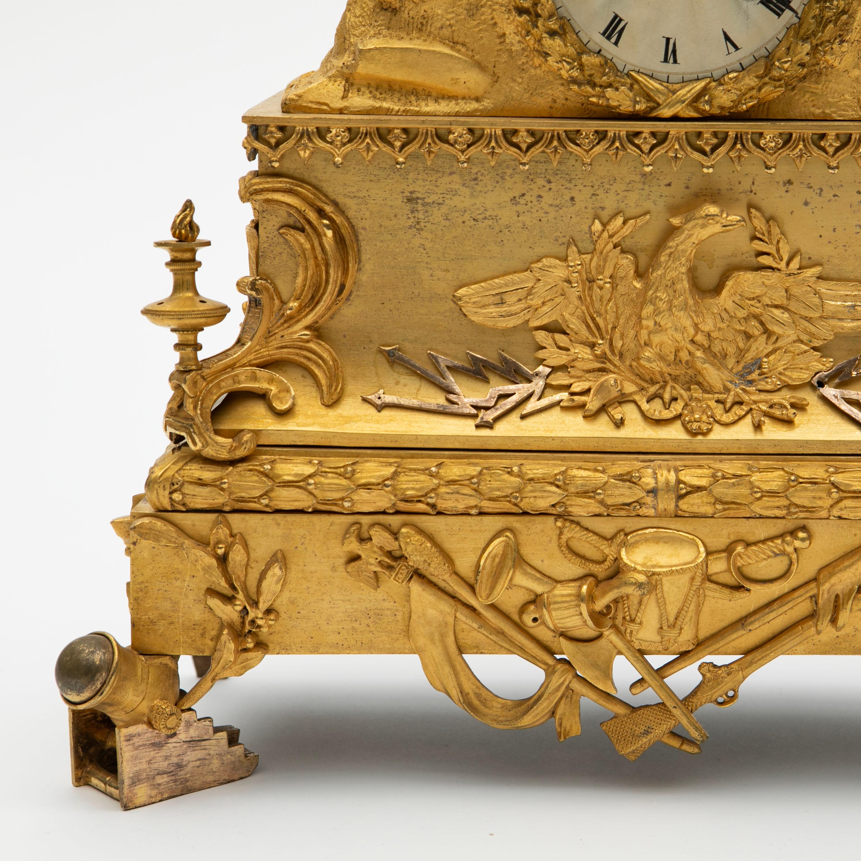French Napoleon III Equestrian Gilt Bronze Mantel Clock 2