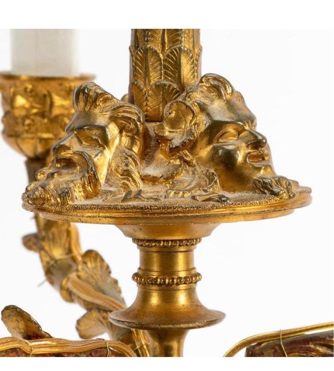 19th Century French Napoleon III Era Gilt Bronze Bouillotte Lamp on Onyx Base