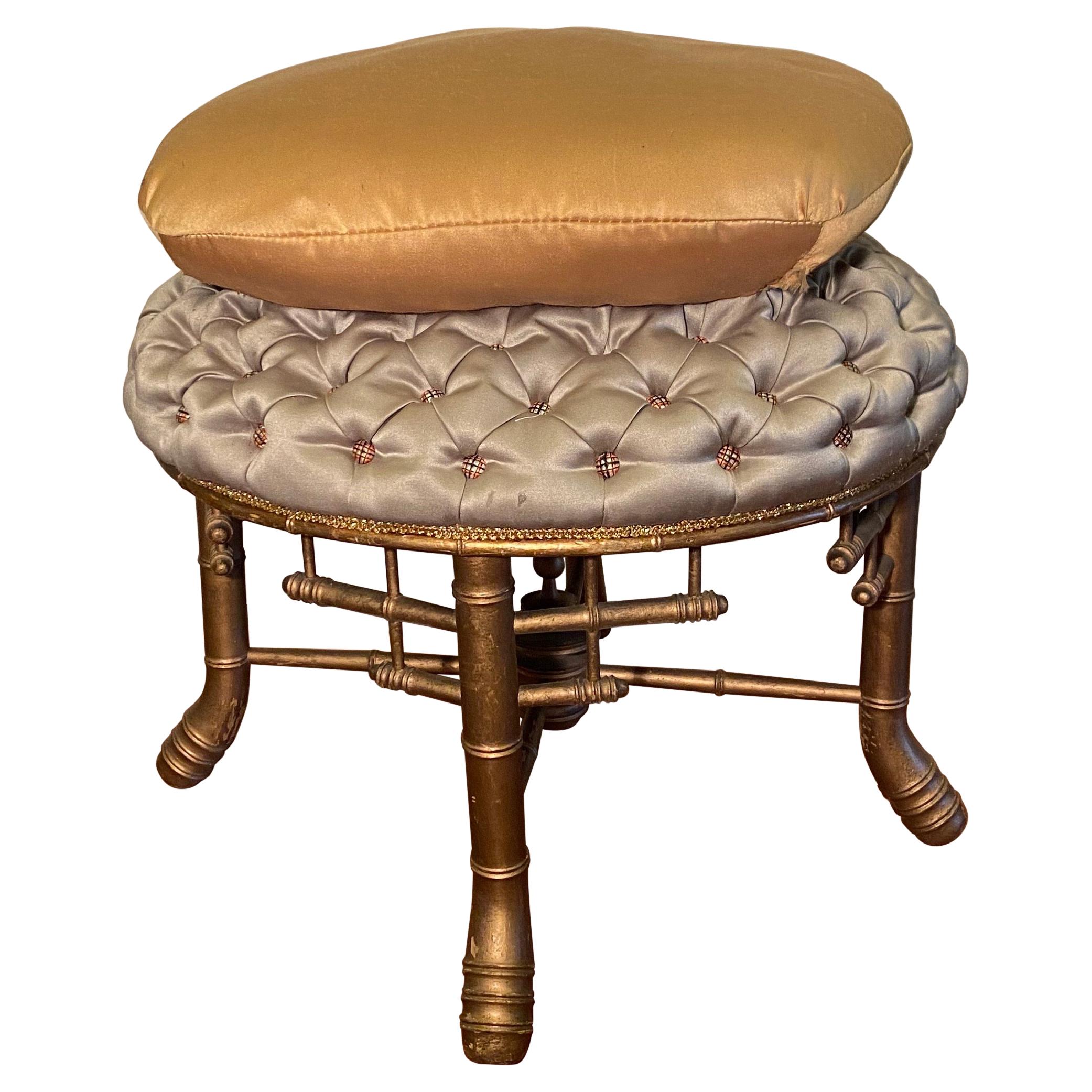 French Napoleon III FauxBamboo Tabouret For Sale at 1stDibs